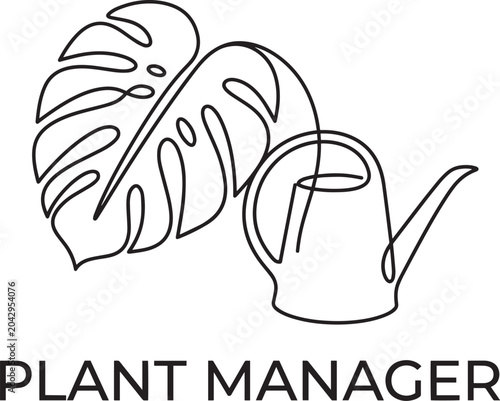 Plant manager continuous line art vector t-shirt design.