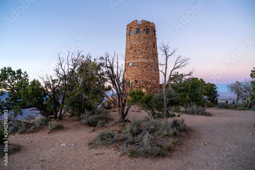 Bild auf Leinwand Desert View Watchtower at Grand Canyon twilight