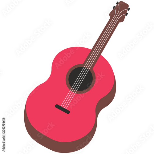 Photos Bright red acoustic guitar with six strings isolated on transparent background f