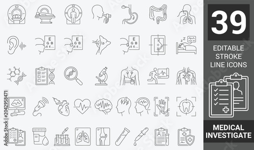 Tableau sur toile Medical investigation thin line icon . Editable stroke . Vector .