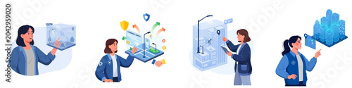 Women managing smart city infrastructure and community safety systems