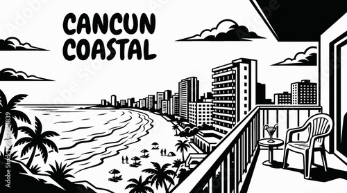 Φωτογραφία cancun mexico skyline with coastal resorts modern waterfront development and pop