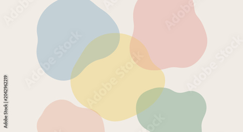 Soft Pastel Organic Shapes on Cream Background, Abstract Design Elements