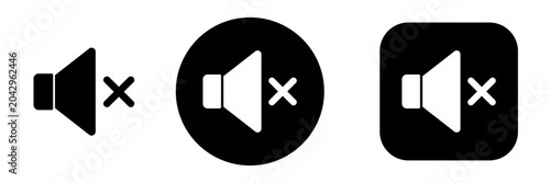 Fotografía Mute icon set in button style with speaker and sound off symbols