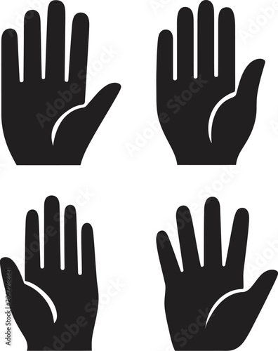 Bild auf Leinwand Human hand palm icon isolated vector symbol for stop gesture, greeting, support, openness and accessibility themes used in apps, signage and instructional visuals