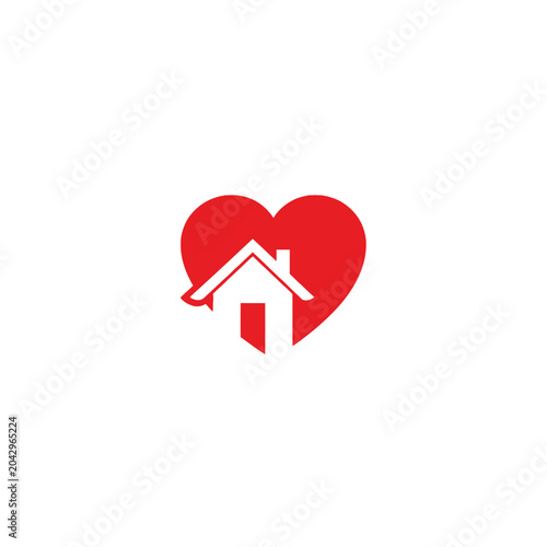 Quadro em tela Red Heart Home Love Icon Symbol.
