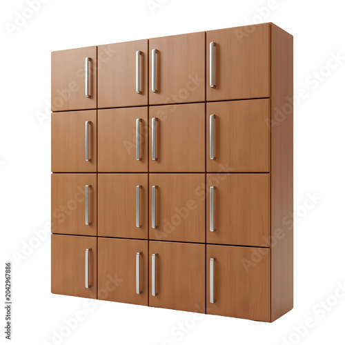 Modern Wooden Cabinet with Silver Handles