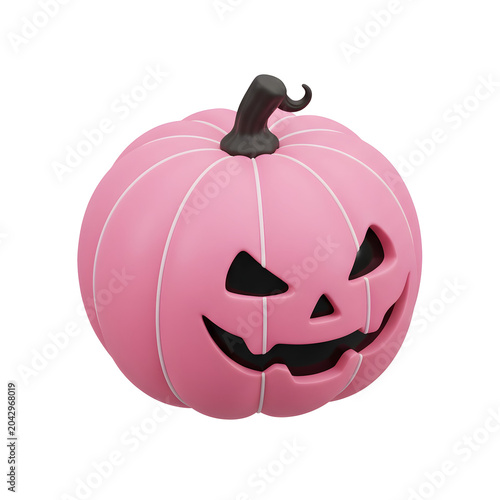 Pink Halloween Jack-o'-lantern with a Spooky Face