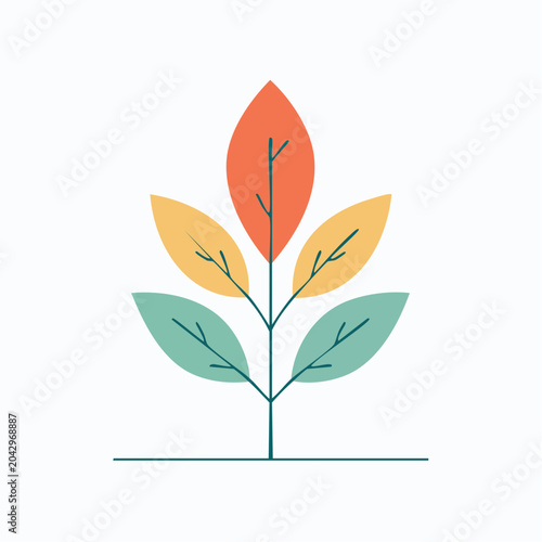 Stylized plant with colorful leaves