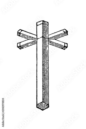 Konstfotografi Combinations of tabular and columnar snow crystals, scientific engraving, old vintage illustration, 1897