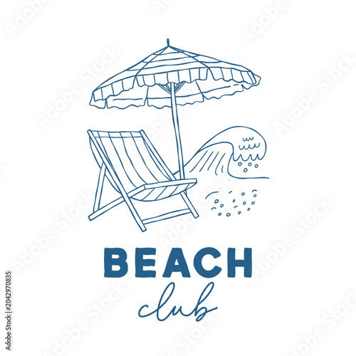 Beach Club Emblem in hand-drawn style
