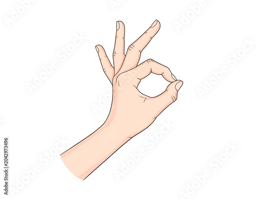 A hand with three fingers raised and two bent