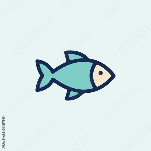 Stylized Blue Fish Icon Swimming in Ocean for Marine Conservation Awareness