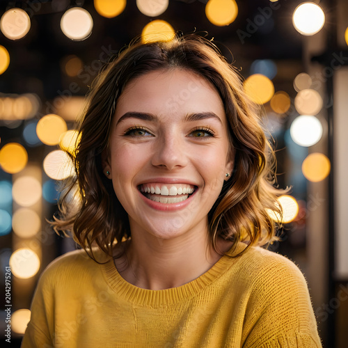 Portrait of a beautiful happy woman smiling warmly
