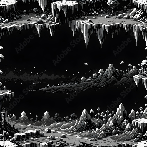 Dark abstract black and white synthwave grid floor texture background