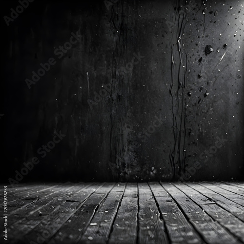 Dark abstract black and white synthwave grid floor texture background