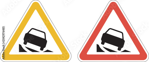 Foto Slippery road warning sign icon set featuring skidding car symbols vector collection for traffic safety, road hazard alerts and transportation warning system design