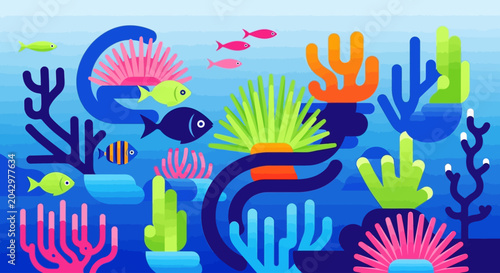 Photos Vibrant aquatic ecosystem illustration showcasing a rich tapestry of coral reefs
