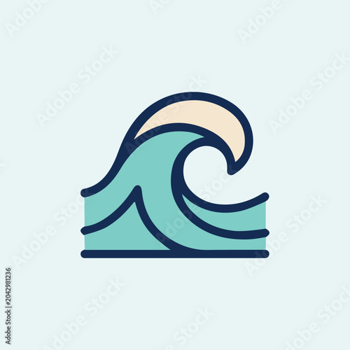 Ocean wave water icon minimal flat vector illustration