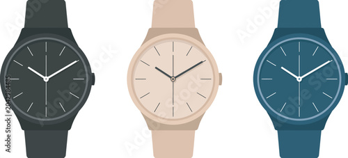 Wrist watch icon set collection of multicolor clock face watch icons isolated vector pack representing time tracking, scheduling, productivity and modern smartwatch fashion concepts.