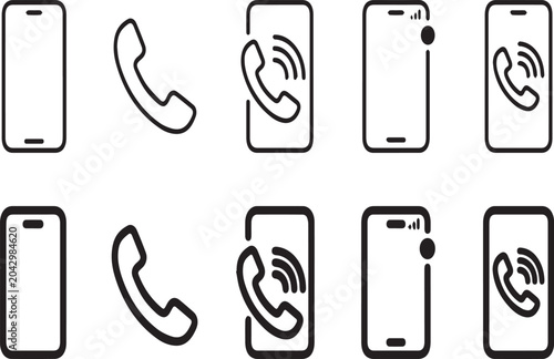 a_Minimal_phone_commun.epsMobile Communication Outline Icon Collection Vector