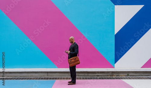 Young businessman going to work in the morning