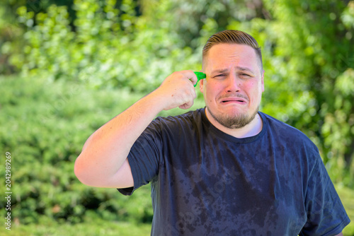 Overwhelmed Man Summer Heat Humor