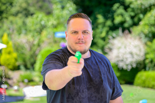 Young Man Summer Water Fight