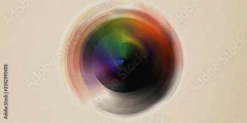 Tableau sur toile Abstract circular motion blur of vibrant rainbow colors on a muted beige background, creating a swirling visual effect