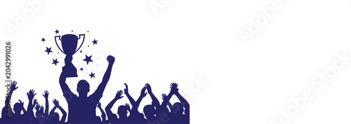 Konstfotografi Fifa world cup victory celebration silhouette of champion lifting trophy with ch