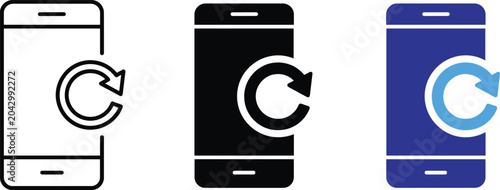 Cuadro en lienzo Smartphone mobile refresh sync reload application vector icons illustration graphic elements