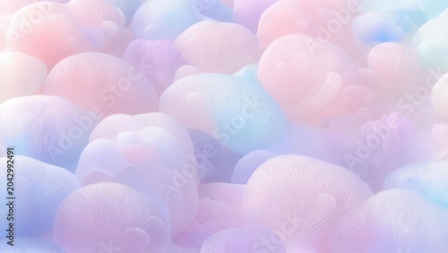 Pastel abstract digital art with soft shapes and dreamy colours, conveying a sense of peace