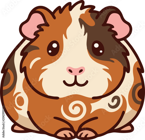Abyssinian guinea pig with distinctive rosette fur patterns and an adorable expression. Perfect for pet themed concept, animal collections, children projects.