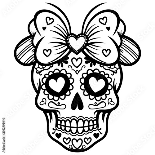 Sugar Skull Girl With Bow
