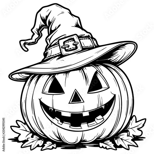 Pumpkin With Witch Hat Smile