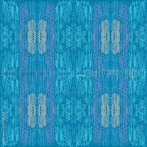 Cyan and Turquoise Symmetrical Geometric Texture Pattern