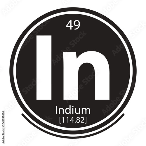 Принти на полотні Indium element symbol in a circle with atomic number and mass icon