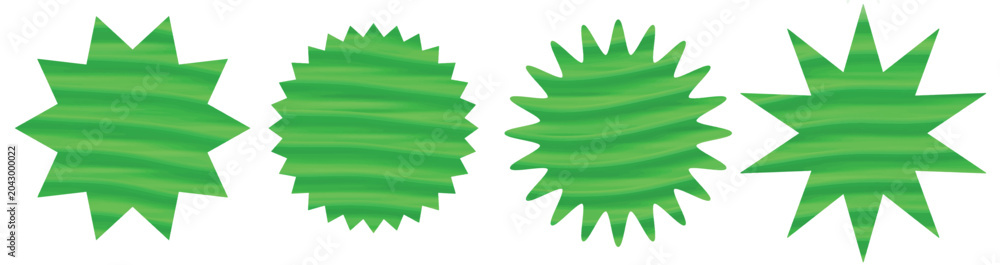 Φωτογραφία Set of blank green starburst icons on white background