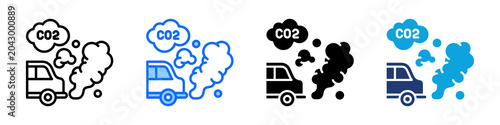 Vehicle Pollution Icon Set Multi Style Vector Illustration