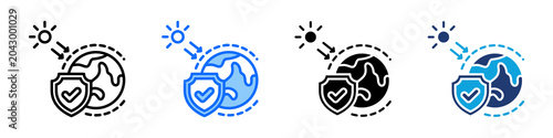 Ozone Protection Icon Set Multi Style Vector Illustration