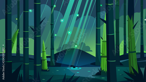 Tableau sur toile Enchanted forest under moonlight