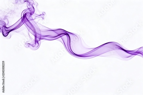 Abstract purple smoke flowing on white
