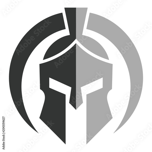 Photos Spartan helmet logo design with twotone color scheme and circular shape icon