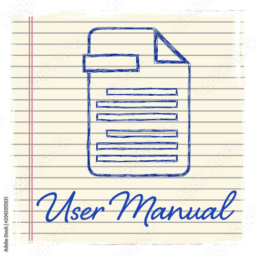 User Manual Notebook Texture Bulb Ball Pen Pattern Blue Background Scratched Text 