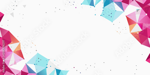 Photos colorful geometric polygon network on white background