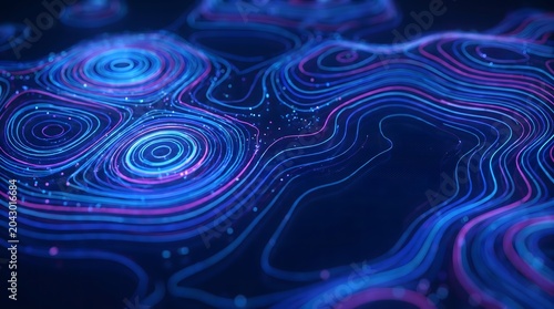 Abstract Topography Data Visualization with Futuristic Style