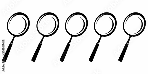 Bild auf Leinwand magnifying glass icons black and white vector