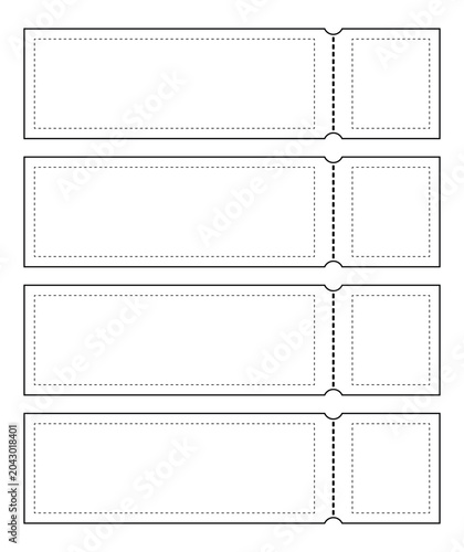 Blank discount coupon tickets line icon vector set isolated on white background