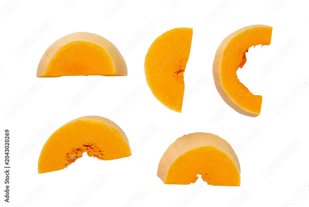 Obraz premium Butternut squash isolated on white. Raw fresh autumn pumpkin, ripe orange gourd