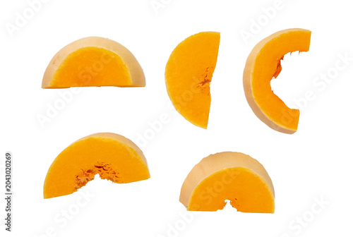 Butternut squash isolated on white. Raw fresh autumn pumpkin, ripe orange gourd